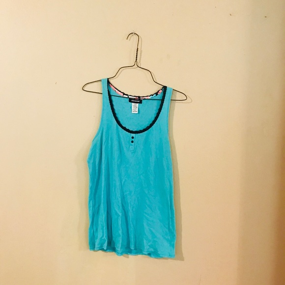Joe Boxer Tops - Aqua Lace Trimmed Tank Top